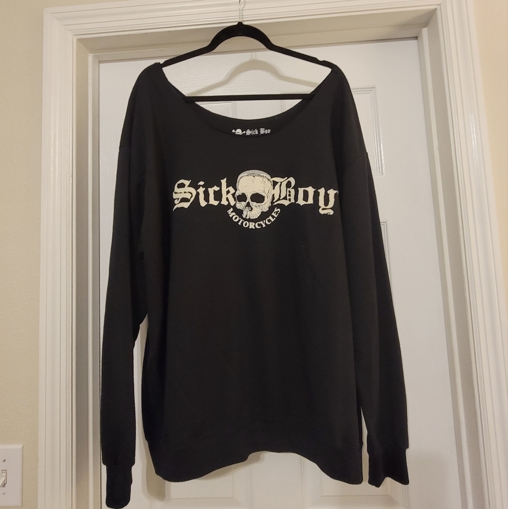 Sick Boy Motorcycles off the shoulder sweatshirt